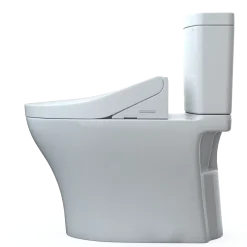 TOTO WASHLET+ Aquia IV Two-Piece Elongated Universal Height Dual Flush 1.28 and 0.9 GPF Toilet and WASHLET C2 Bidet Seat, Cotton White, Vitreous China|Plastic, MW4463074CEMFGN#01