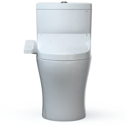 TOTO WASHLET+ Aquia IV Two-Piece Elongated Universal Height Dual Flush 1.28 and 0.9 GPF Toilet and WASHLET C2 Bidet Seat, Cotton White, Vitreous China|Plastic, MW4463074CEMFGN#01