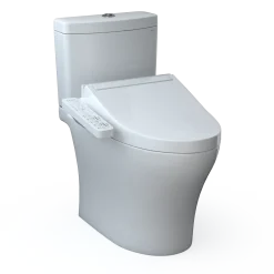 TOTO WASHLET+ Aquia IV Two-Piece Elongated Universal Height Dual Flush 1.28 and 0.9 GPF Toilet and WASHLET C2 Bidet Seat, Cotton White, Vitreous China|Plastic, MW4463074CEMFGN#01