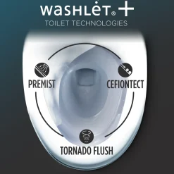TOTO WASHLET+ Aquia IV Two-Piece Elongated Universal Height Dual Flush 1.28 and 0.9 GPF Toilet and WASHLET C2 Bidet Seat, Cotton White, Vitreous China|Plastic, MW4463074CEMFGN#01
