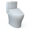 TOTO WASHLET+ Aquia IV Two-Piece Elongated Universal Height Dual Flush 1.28 and 0.9 GPF Toilet and WASHLET C5 Bidet Seat, Cotton White, Vitreous China|Plastic, MW4463084CEMFGN#01
