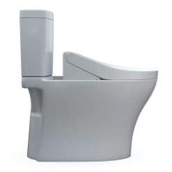 TOTO WASHLET+ Aquia IV Two-Piece Elongated Universal Height Dual Flush 1.28 and 0.9 GPF Toilet and WASHLET C5 Bidet Seat, Cotton White, Vitreous China|Plastic, MW4463084CEMFGN#01