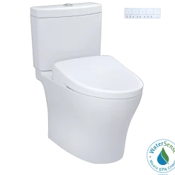 TOTO WASHLET+ Aquia IV Two-Piece Elongated Dual Flush 1.28 and 0.9 GPF Toilet, Auto Flush S7A Contemporary Bidet Seat, Cotton White, Vitreous China, MW4464736CEMGNA#01
