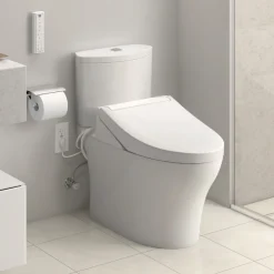 TOTO WASHLET C5 Electronic Bidet Toilet Seat with PREMIST and EWATER+ Wand Cleaning, Round, Cotton White, Plastic, SW3083#01