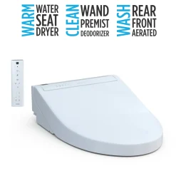 TOTO WASHLET C5 Electronic Bidet Toilet Seat with PREMIST and EWATER+ Wand Cleaning, Round, Cotton White, Plastic, SW3083#01