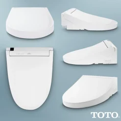 TOTO WASHLET C5 Electronic Bidet Toilet Seat with PREMIST and EWATER+ Wand Cleaning, Elongated, Cotton White, Plastic, SW3084#01