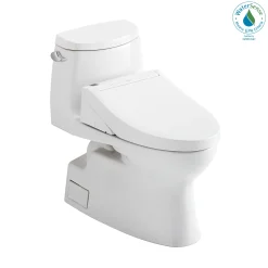 TOTO WASHLET+ Carlyle II 1G One-Piece Elongated 1.0 GPF Toilet and WASHLET+ C5 Bidet Seat, Cotton White, Vitreous China|Plastic, MW6143084CUFG#01