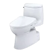 TOTO WASHLET+ Carlyle II One-Piece Elongated 1.28 GPF Toilet with Auto Flush WASHLET+ S7A Contemporary Bidet Seat, Cotton White, Vitreous China|Plastic, MW6144736CEFGA#01