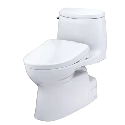 TOTO WASHLET+ Carlyle II One-Piece Elongated 1.28 GPF Toilet with Auto Flush WASHLET+ S7A Contemporary Bidet Seat, Cotton White, Vitreous China|Plastic, MW6144736CEFGA#01