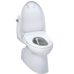 TOTO WASHLET+ Carlyle II One-Piece Elongated 1.28 GPF Toilet with Auto Flush WASHLET+ S7A Contemporary Bidet Seat, Cotton White, Vitreous China|Plastic, MW6144736CEFGA#01