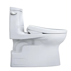 TOTO WASHLET+ Carlyle II One-Piece Elongated 1.28 GPF Toilet with Auto Flush WASHLET+ S7A Contemporary Bidet Seat, Cotton White, Vitreous China|Plastic, MW6144736CEFGA#01