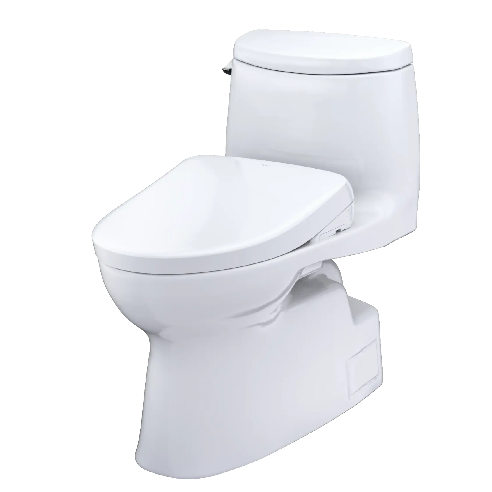 TOTO WASHLET+ Carlyle II One-Piece Elongated 1.28 GPF Toilet with Auto Flush WASHLET+ S7 Contemporary Bidet Seat, Cotton White, Vitreous China|Plastic, MW6144726CEFGA#01