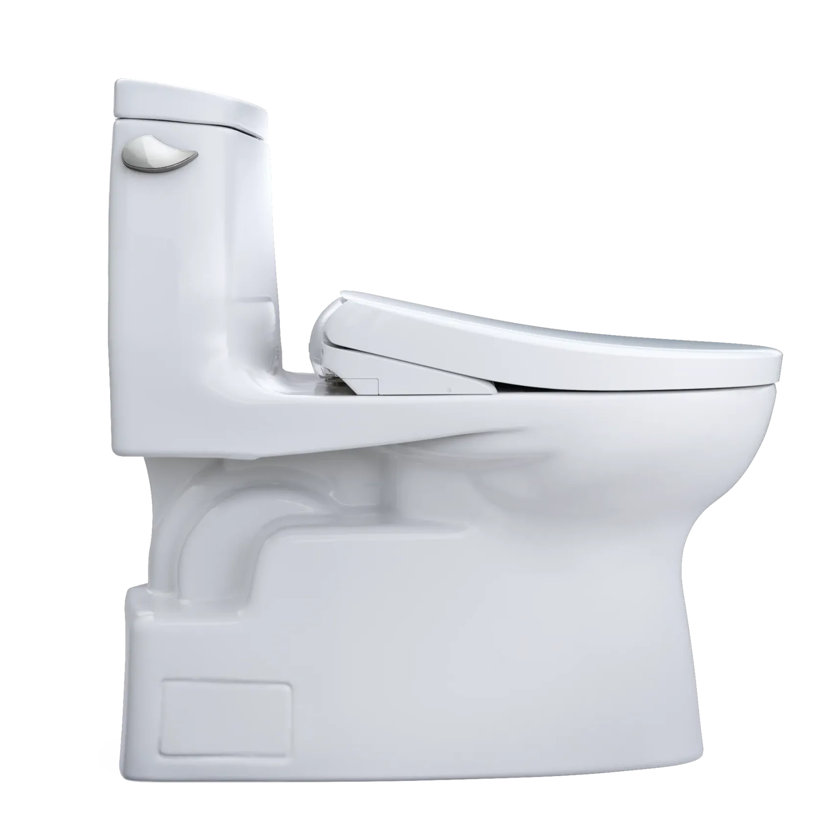 TOTO WASHLET+ Carlyle II One-Piece Elongated 1.28 GPF Toilet with Auto Flush WASHLET+ S7 Contemporary Bidet Seat, Cotton White, Vitreous China|Plastic, MW6144726CEFGA#01