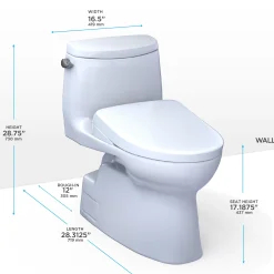 TOTO WASHLET+ Carlyle II One-Piece Elongated 1.28 GPF Toilet with Auto Flush WASHLET+ S7 Contemporary Bidet Seat, Cotton White, Vitreous China|Plastic, MW6144726CEFGA#01