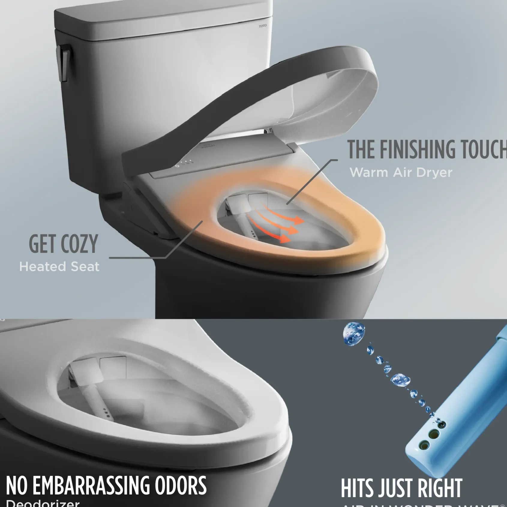 TOTO WASHLET+ Carlyle II One-Piece Elongated 1.28 GPF Toilet with Auto Flush WASHLET+ S7 Contemporary Bidet Seat, Cotton White, Vitreous China|Plastic, MW6144726CEFGA#01