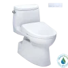 TOTO WASHLET+ Carlyle II One-Piece Elongated 1.28 GPF Toilet and WASHLET+ S7 Contemporary Bidet Seat, Cotton White, Vitreous China|Plastic, MW6144726CEFG#01