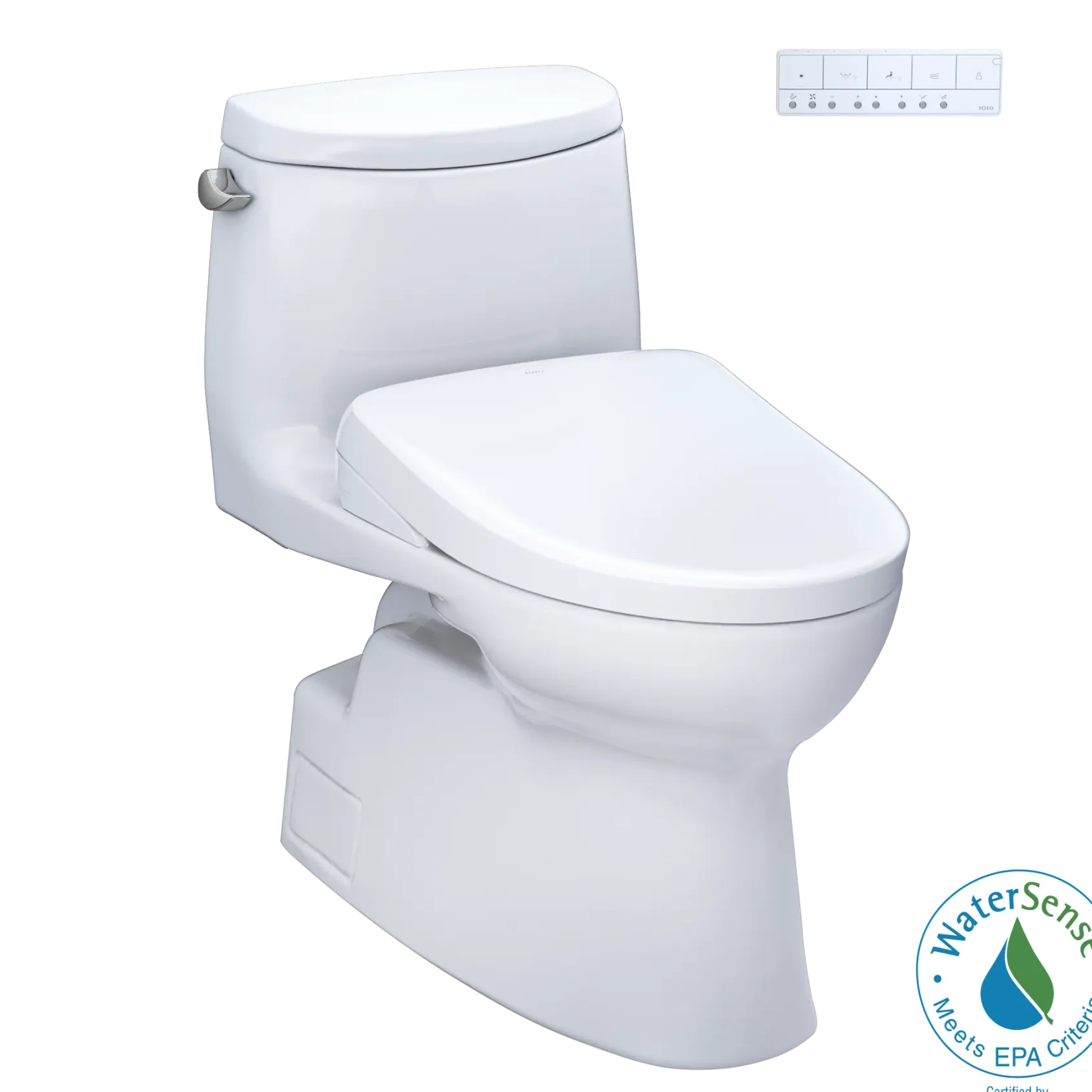 TOTO WASHLET+ Carlyle II One-Piece Elongated 1.28 GPF Toilet and WASHLET+ S7 Contemporary Bidet Seat, Cotton White, Vitreous China|Plastic, MW6144726CEFG#01
