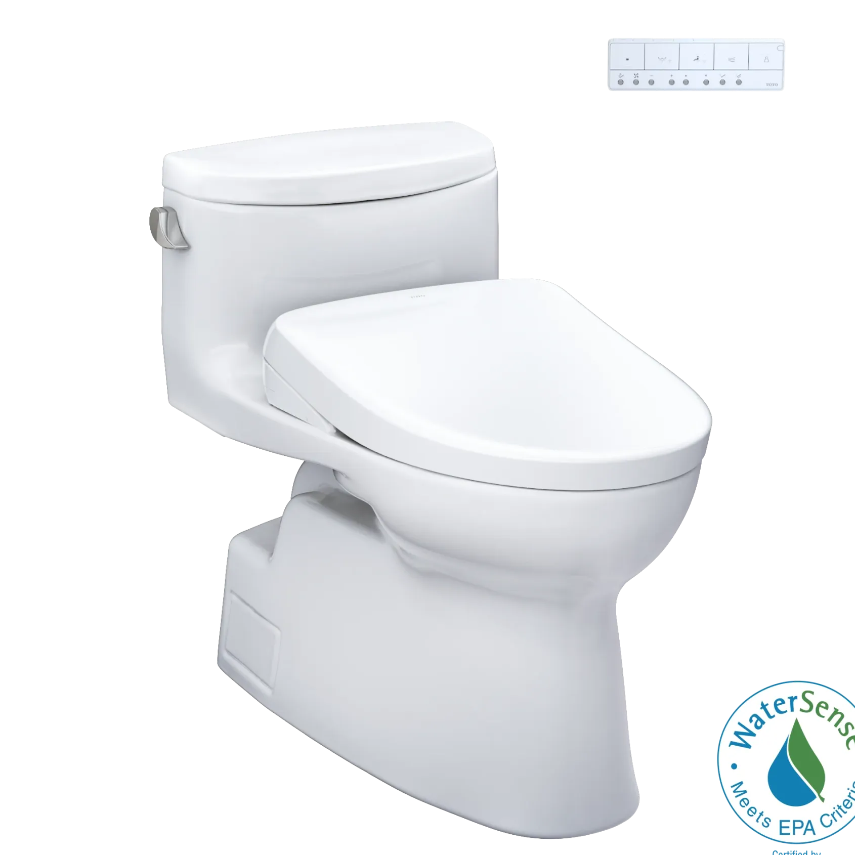 TOTO WASHLET+ Carolina II One-Piece Elongated 1.28 GPF Toilet and WASHLET+ S7 Contemporary Bidet Seat, Cotton White, Vitreous China|Plastic, MW6444736CEFG#01