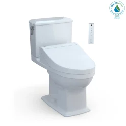 TOTO WASHLET+ Connelly Two-Piece Elongated Dual Flush 1.28 and 0.9 GPF Toilet and WASHLET C5 Bidet Seat, Cotton White, Vitreous China|Plastic, MW4943084CEMFG#01