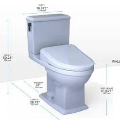 TOTO WASHLET+ Connelly Two-Piece Elongated Dual Flush 1.28 and 0.9 GPF Toilet and Classic WASHLET S7 Classic Bidet Seat, Cotton White, Vitreous China|Plastic, MW4944724CEMFG#01