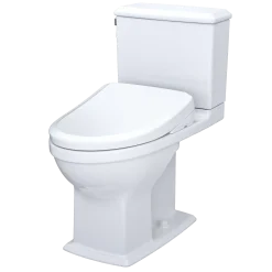 TOTO WASHLET+ Connelly Two-Piece Elongated Dual Flush 1.28 and 0.9 GPF Toilet and Classic WASHLET S7 Classic Bidet Seat, Cotton White, Vitreous China|Plastic, MW4944724CEMFG#01