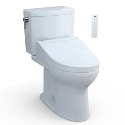 TOTO WASHLET+ Drake II 1G Two-Piece Elongated 1.0 GPF Toilet and WASHLET+ C5 Bidet Seat, Cotton White, Vitreous China|Plastic, MW4543084CUFG#01
