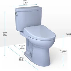 TOTO WASHLET+ Drake II Two-Piece Elongated 1.28 GPF Toilet and WASHLET+ S7 Contemporary Bidet Seat, Cotton White, Vitreous China|Plastic, MW4544726CEFG#01