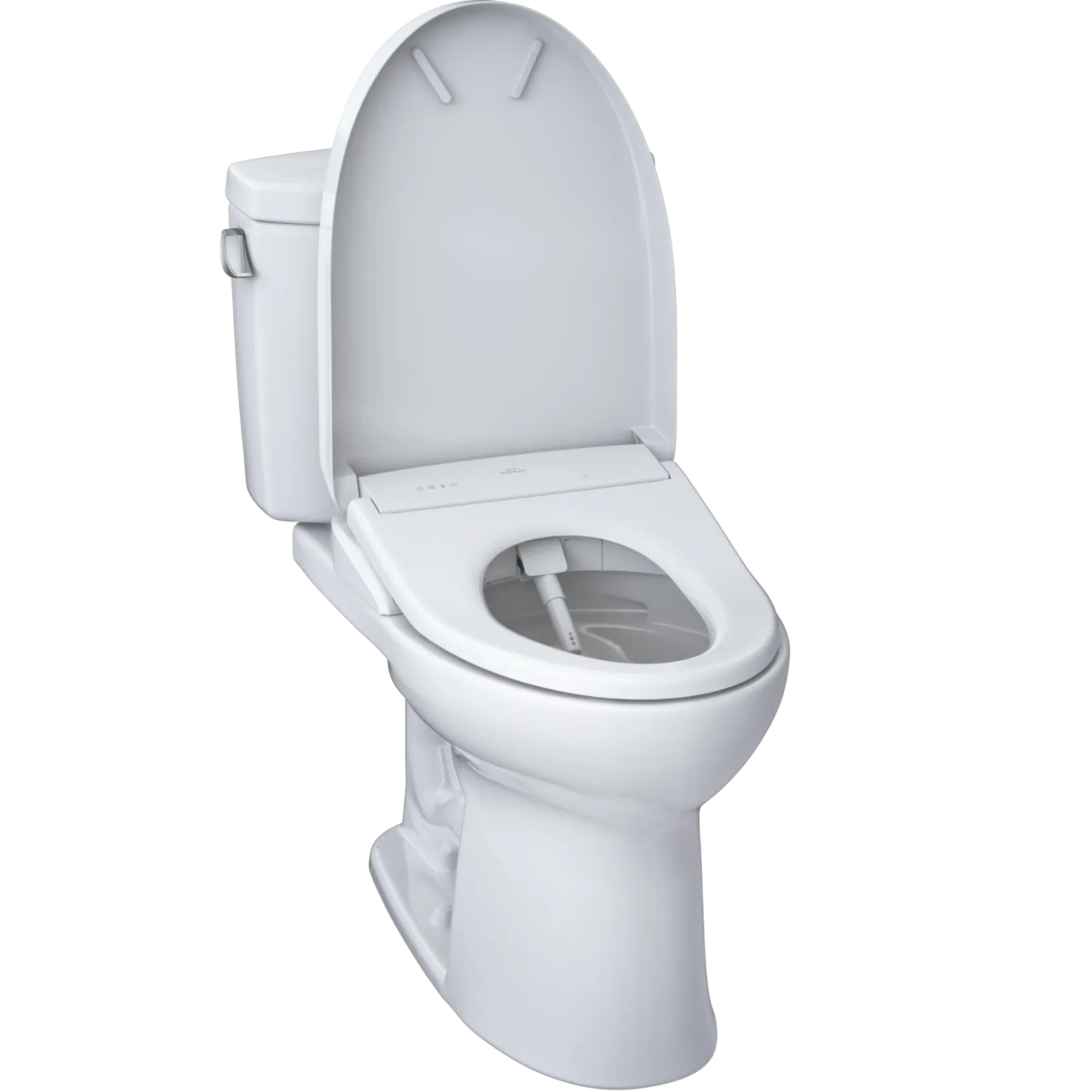 TOTO WASHLET+ Drake II Two-Piece Elongated 1.28 GPF Toilet with Auto Flush WASHLET+ S7 Contemporary Bidet Seat, Cotton White, Vitreous China|Plastic, MW4544726CEFGA#01