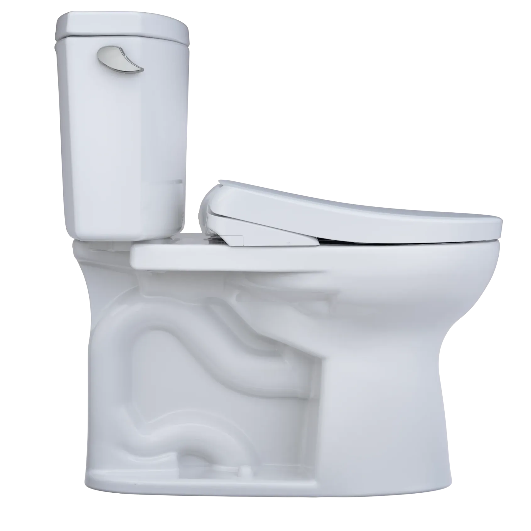 TOTO WASHLET+ Drake II Two-Piece Elongated 1.28 GPF Toilet with Auto Flush WASHLET+ S7 Contemporary Bidet Seat, Cotton White, Vitreous China|Plastic, MW4544726CEFGA#01