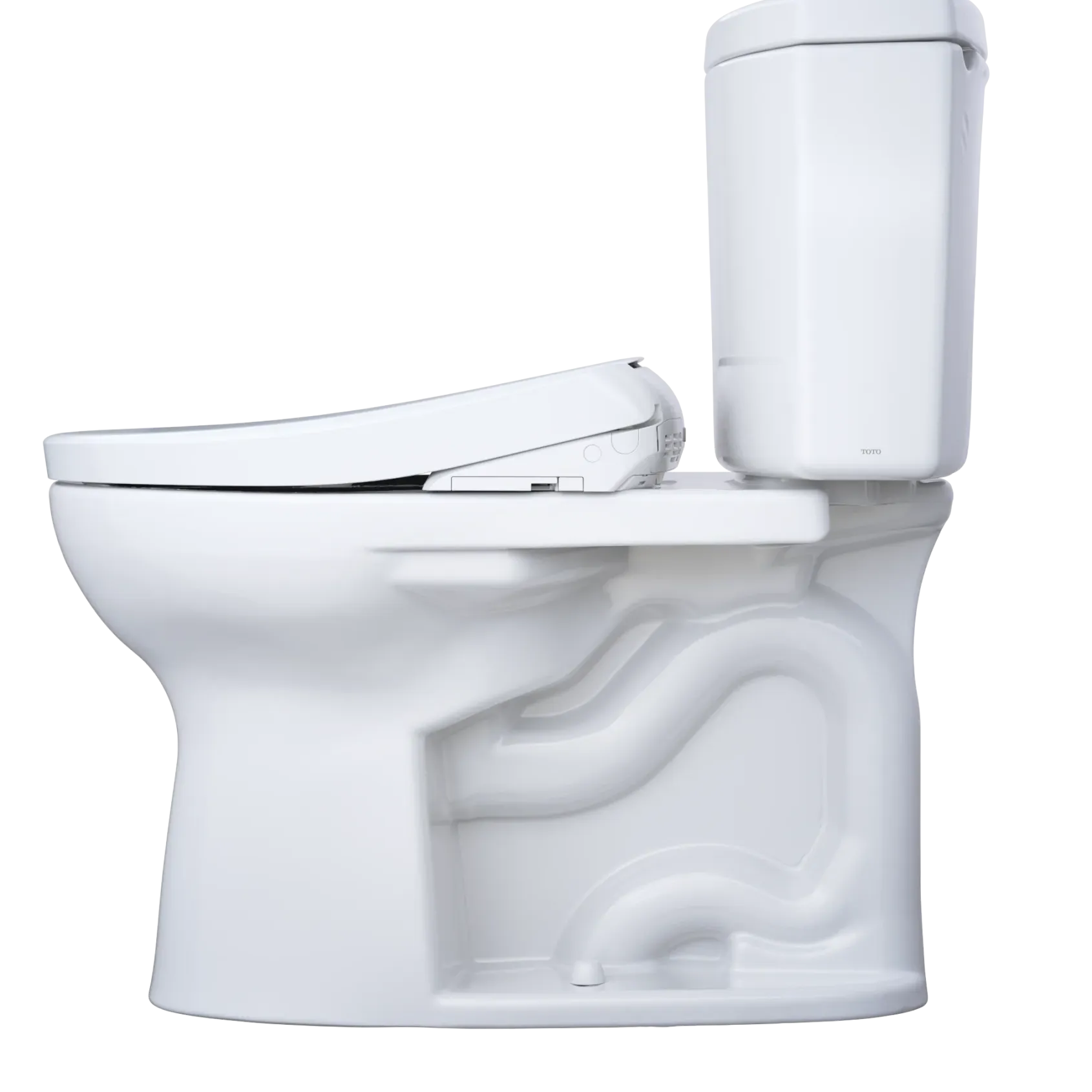 TOTO WASHLET+ Drake II Two-Piece Elongated 1.28 GPF Toilet with Auto Flush WASHLET+ S7 Contemporary Bidet Seat, Cotton White, Vitreous China|Plastic, MW4544726CEFGA#01