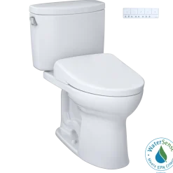 TOTO WASHLET+ Drake II Two-Piece Elongated 1.28 GPF Toilet and WASHLET+ S7A Contemporary Bidet Seat, Cotton White, Vitreous China|Plastic, MW4544736CEFG#01