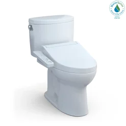 TOTO WASHLET+ Drake II Two-Piece Elongated 1.28 GPF Toilet and WASHLET+ C2 Bidet Seat, Cotton White, Vitreous China|Plastic, MW4543074CEFG#01