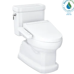 TOTO WASHLET+ Eco Guinevere Elongated 1.28 GPF Universal Height Toilet with C2 Bidet Seat, Cotton White, Vitreous China|Plastic, MW9743074CEFG#01