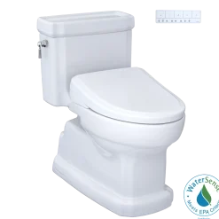 TOTO WASHLET+ Eco Guinevere Elongated 1.28 GPF Universal Height Toilet and S7A Classic Bidet Seat with Auto Open/Close, Cotton White, Vitreous China|Plastic, MW9744734CEFG#01