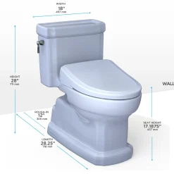 TOTO WASHLET+ Eco Guinevere Elongated 1.28 GPF Universal Height Toilet and S7A Classic Bidet Seat with Auto Open/Close, Cotton White, Vitreous China|Plastic, MW9744734CEFG#01