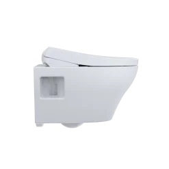 TOTO WASHLET+ EP Wall-Hung Elongated Toilet with S7A Contemporary Bidet Seat and DuoFit In-Wall 0.9 and 1.28 GPF Auto Dual-Flush Tank System, Matte Silver, Vitreous China|Plastic, CWT4284736CMFGA#MS
