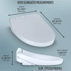 TOTO WASHLET K300 Electronic Bidet Toilet Seat, Instantaneous Water Heating, PREMIST and EWATER+ Wand Cleaning, Sedona Beige, SW3036R#12