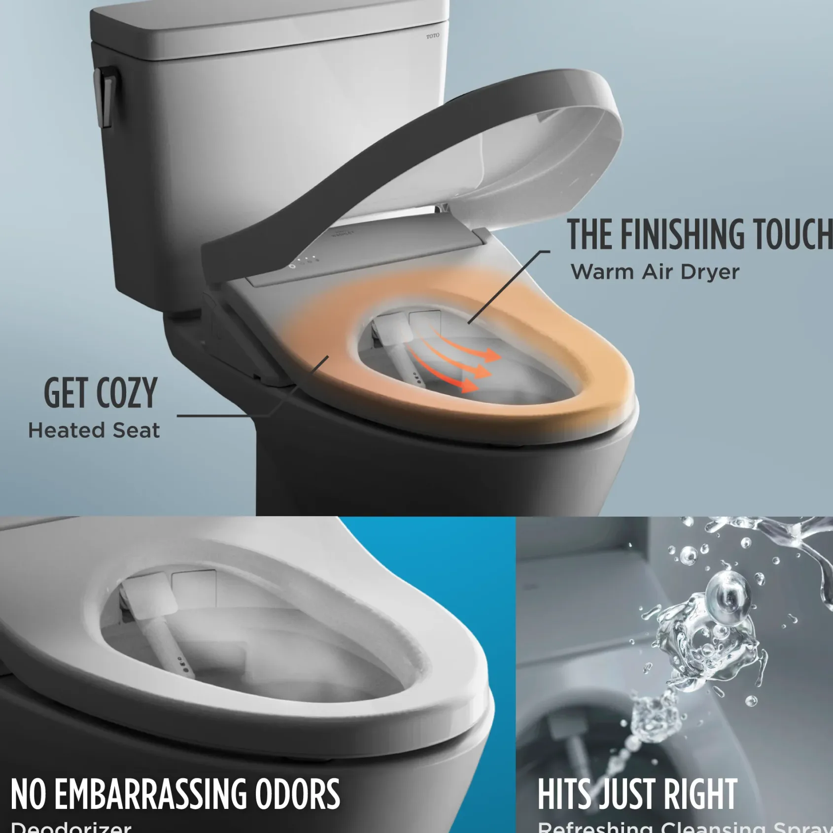 TOTO WASHLET K300 Electronic Bidet Toilet Seat with Instantaneous Water Heating, PREMIST and EWATER+ Wand Cleaning, Elongated, Cotton White, Plastic, SW3036R#01