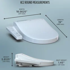 TOTO WASHLET KC2 Electronic Bidet Toilet Seat with Heated Seat and SoftClose Lid, Round, Cotton White, Plastic, SW3023#01