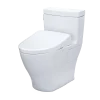 TOTO WASHLET+ Legato One-Piece Elongated 1.28 GPF Toilet with Auto Flush S7A Contemporary Bidet Seat, Cotton White, Vitreous China|Plastic, MW6244736CEFGA#01