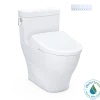TOTO WASHLET+ Legato One-Piece Elongated 1.28 GPF Toilet and Contemporary WASHLET S7 Contemporary Bidet Seat, Cotton White, Vitreous China|Plastic, MW6244726CEFG#01