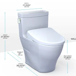 TOTO WASHLET+ Legato One-Piece Elongated 1.28 GPF Toilet and Contemporary WASHLET S7 Contemporary Bidet Seat, Cotton White, Vitreous China|Plastic, MW6244726CEFG#01