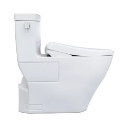 TOTO WASHLET+ Legato One-Piece Elongated 1.28 GPF Toilet and Contemporary WASHLET S7 Contemporary Bidet Seat, Cotton White, Vitreous China|Plastic, MW6244726CEFG#01