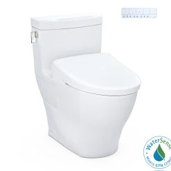 TOTO WASHLET+ Legato One-Piece Elongated 1.28 GPF Toilet with Auto Flush S7 Contemporary Bidet Seat, Cotton White, Vitreous China|Plastic, MW6244726CEFGA#01