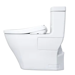 TOTO WASHLET+ Legato One-Piece Elongated 1.28 GPF Toilet with Auto Flush S7 Contemporary Bidet Seat, Cotton White, Vitreous China|Plastic, MW6244726CEFGA#01
