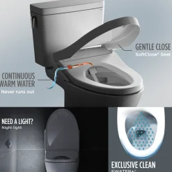 TOTO WASHLET+ Nexus 1G One-Piece Elongated 1.0 GPF Toilet with Auto Flush S7 Contemporary Bidet Seat, Cotton White, Vitreous China|Plastic, MW6424726CUFGA#01