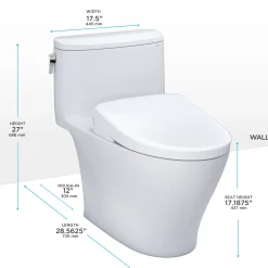 TOTO WASHLET+ Nexus 1G One-Piece Elongated 1.0 GPF Toilet with S7A Contemporary Bidet Seat, Cotton White, Vitreous China|Plastic, MW6424736CUFG#01