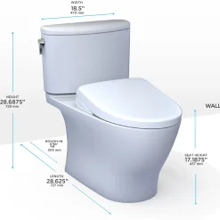 TOTO WASHLET+ Nexus 1G Two-Piece Elongated 1.0 GPF Toilet with S7 Contemporary Bidet Seat, Cotton White, Vitreous China|Plastic, MW4424726CUFG#01