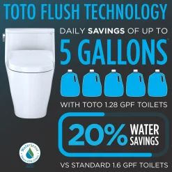 TOTO WASHLET+ Nexus One-Piece Elongated 1.28 GPF Toilet with Auto Flush S7 Contemporary Bidet Seat, Cotton White, Vitreous China|Plastic, MW6424726CEFGA#01