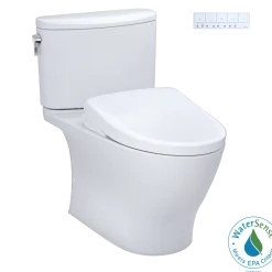 TOTO WASHLET+ Nexus Two-Piece Elongated 1.28 GPF Toilet with Auto Flush S7 Contemporary Bidet Seat, Cotton White, Vitreous China|Plastic, MW4424726CEFGA#01